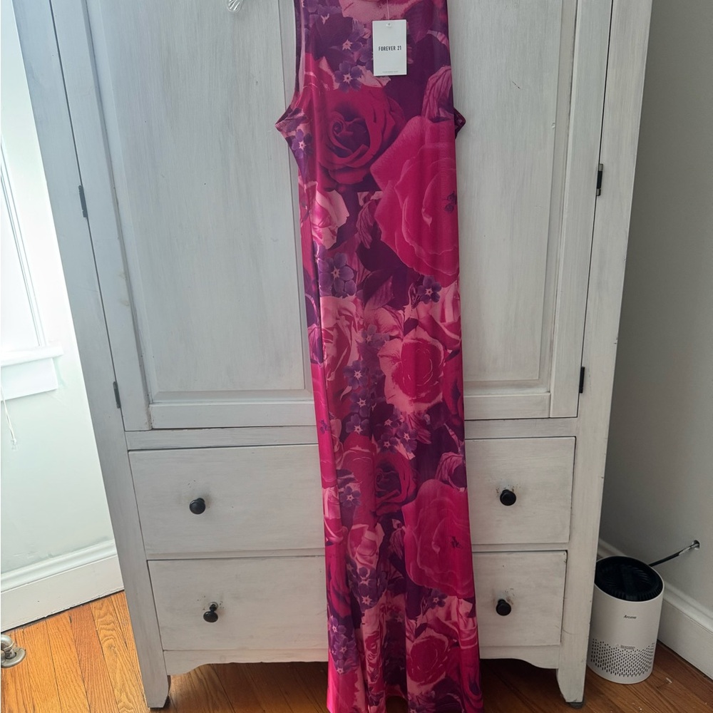 Floral Pink and Purple Maxi Dress